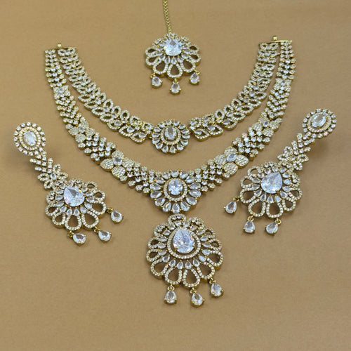 Aadhvika White Diamond Necklace Set for Bridal Wear