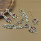 Rudrashi Ruby Diamond Necklace Set for Bridal Wear