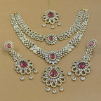 Rudrashi Ruby Diamond Necklace Set for Bridal Wear