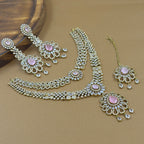 Yuktashri Pink Diamond Necklace Set for Bridal Wear
