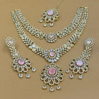 Yuktashri Pink Diamond Necklace Set for Bridal Wear