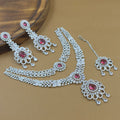 Aarunika Ruby Diamond Necklace Set for Bridal Wear