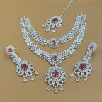 Aarunika Ruby Diamond Necklace Set for Bridal Wear