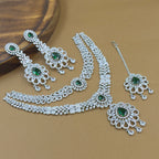 Tanvishka Green Diamond Necklace Set for Bridal Wear