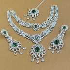 Tanvishka Green Diamond Necklace Set for Bridal Wear