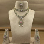 Yuktashri Pink Diamond Necklace Set for Bridal Wear