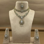 Aadhvika White Diamond Necklace Set for Bridal Wear