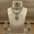 Rudrashi Ruby Diamond Necklace Set for Bridal Wear