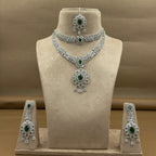 Tanvishka Green Diamond Necklace Set for Bridal Wear