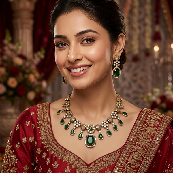 Emerald Green Vanshika Victorian Jewellery Set