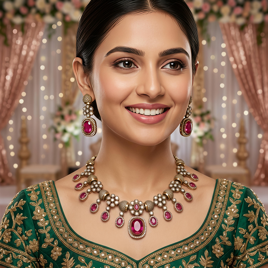 Ruby Mrinalini Victorian Jewellery Set