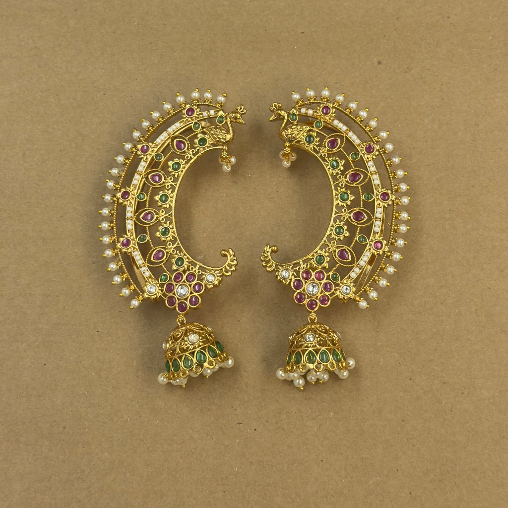 Nishtha Multicolor Kundan Ear Cuffs for Festive Wear