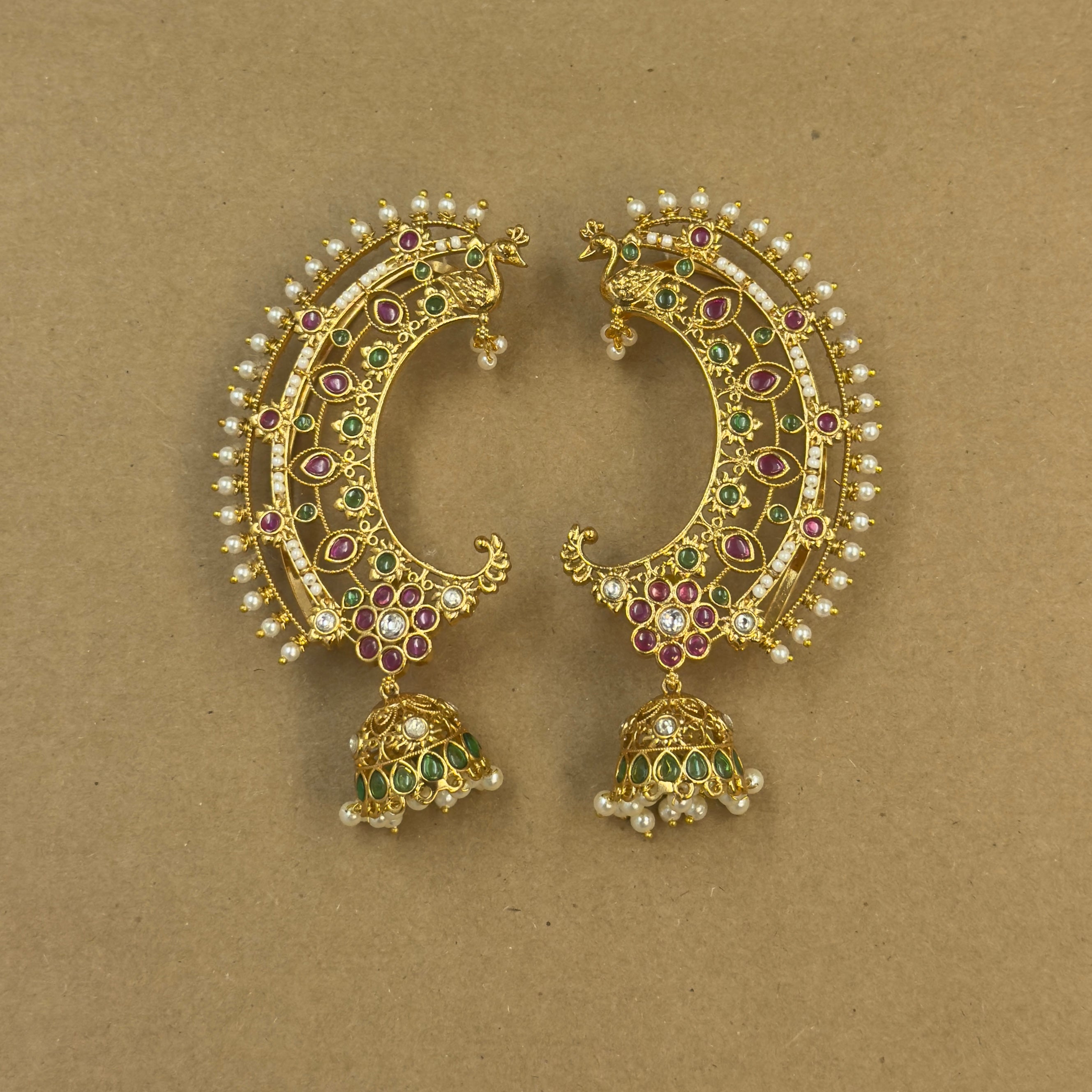 Nishtha Multicolor Kundan Ear Cuffs for Festive Wear