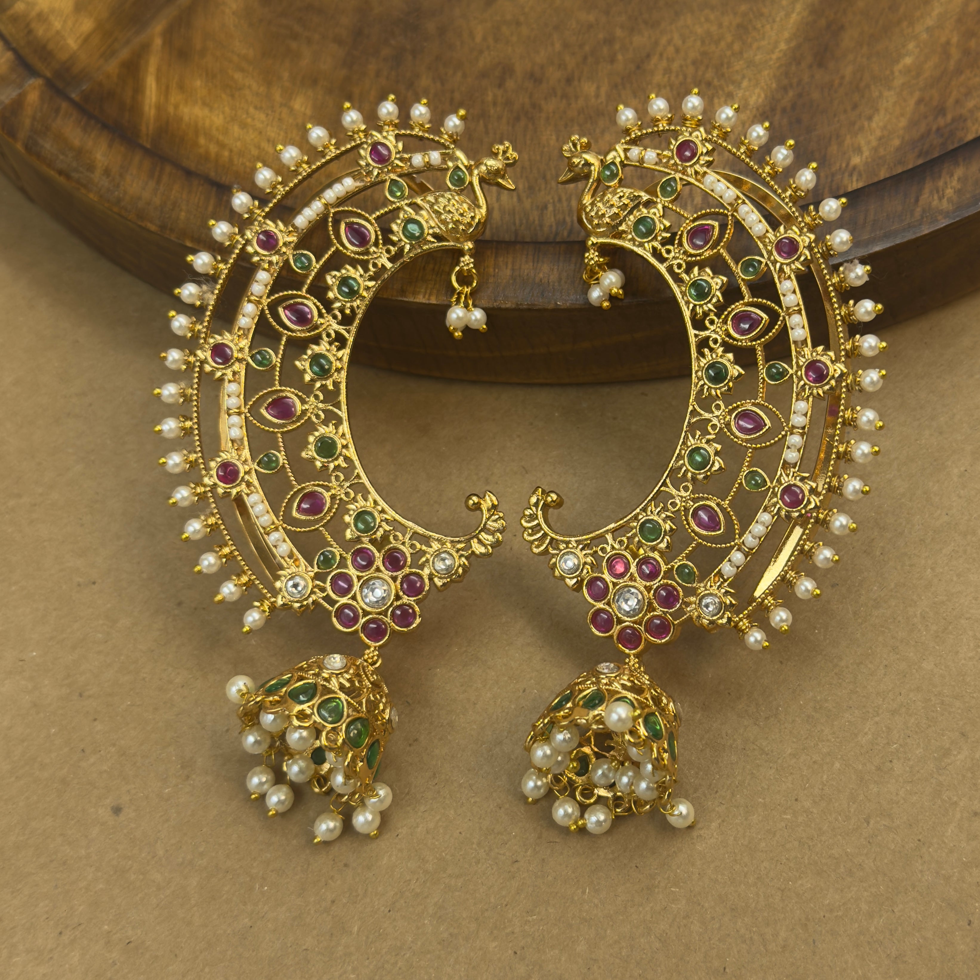 Nishtha Multicolor Kundan Ear Cuffs for Festive Wear