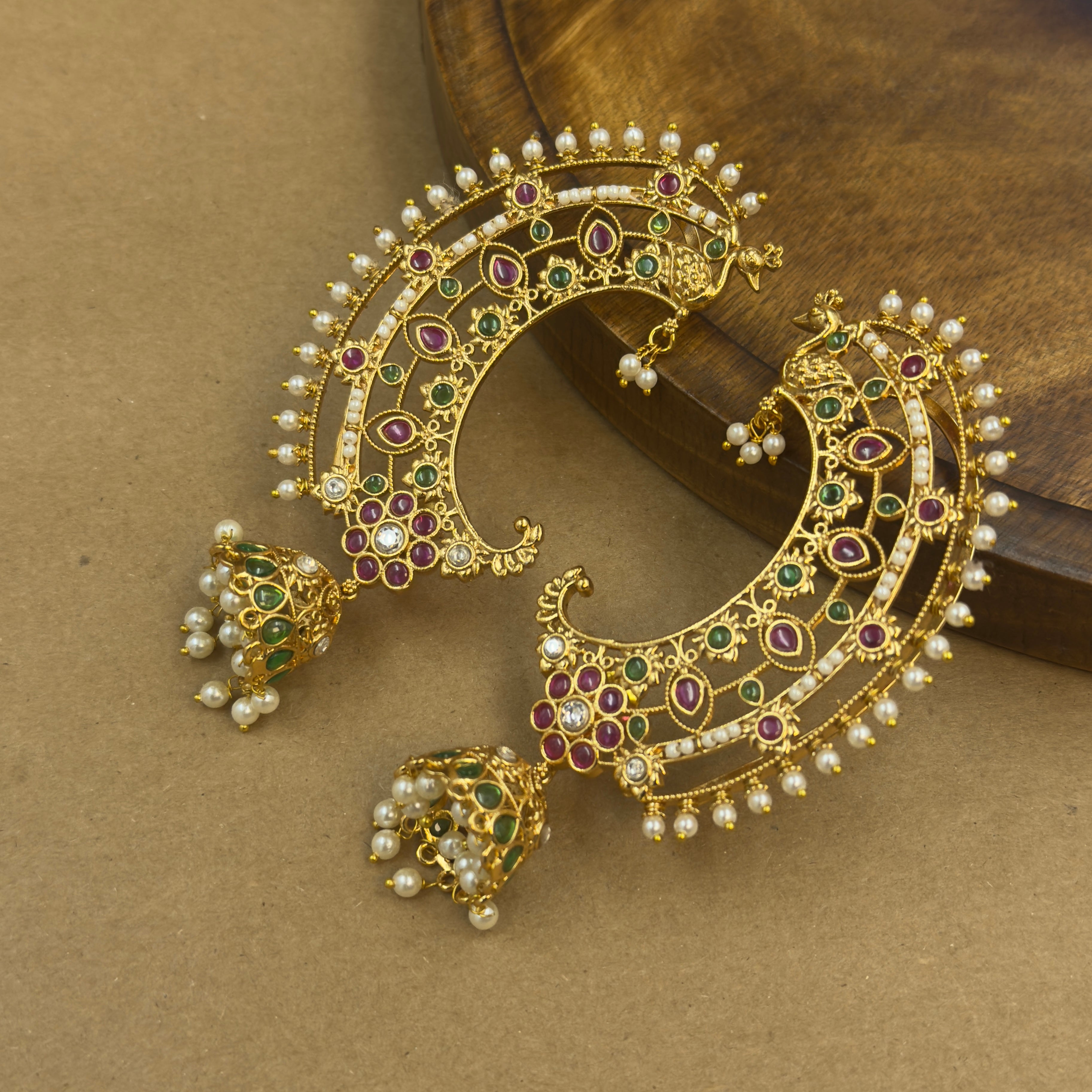 Nishtha Multicolor Kundan Ear Cuffs for Festive Wear