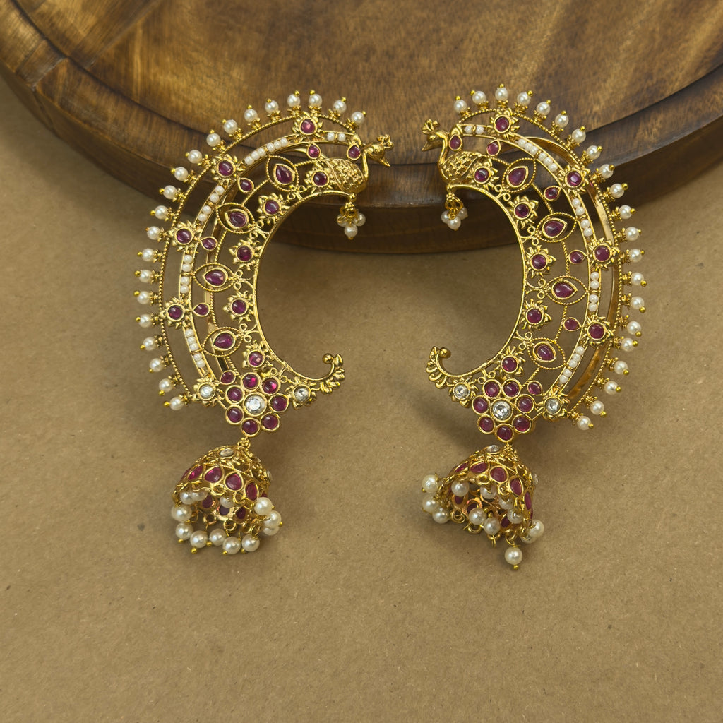 Rachita Ruby Kundan Ear Cuffs for Festive Wear