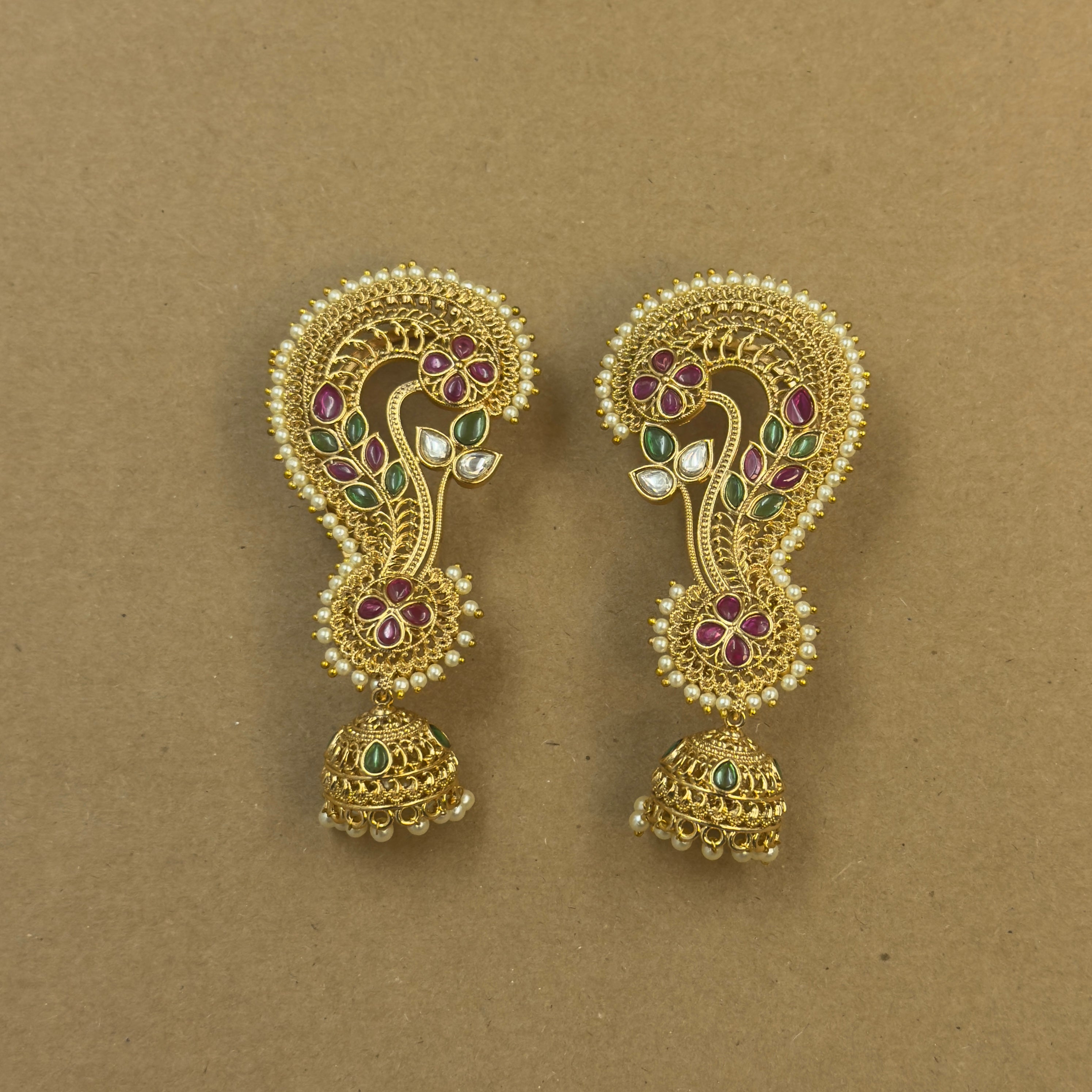 Sukriti Multicolor Kundan Ear Cuffs for Festive Wear