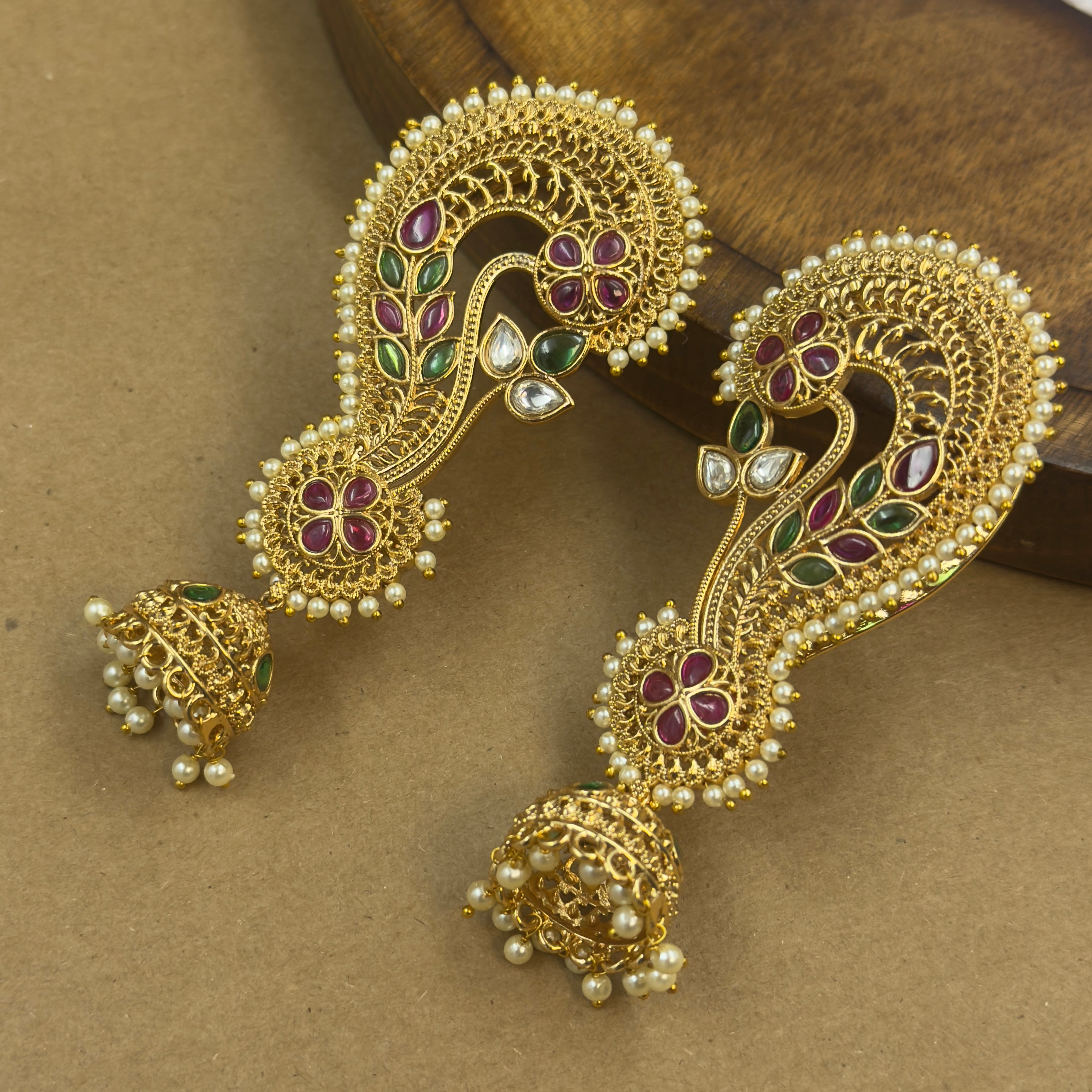Sukriti Multicolor Kundan Ear Cuffs for Festive Wear