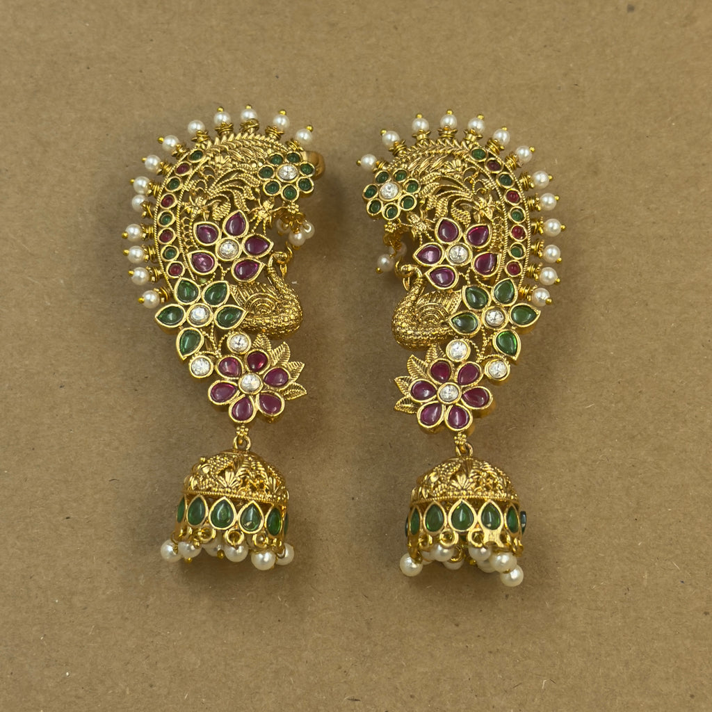Tejal Multicolor Kundan Ear Cuffs for Festive Wear