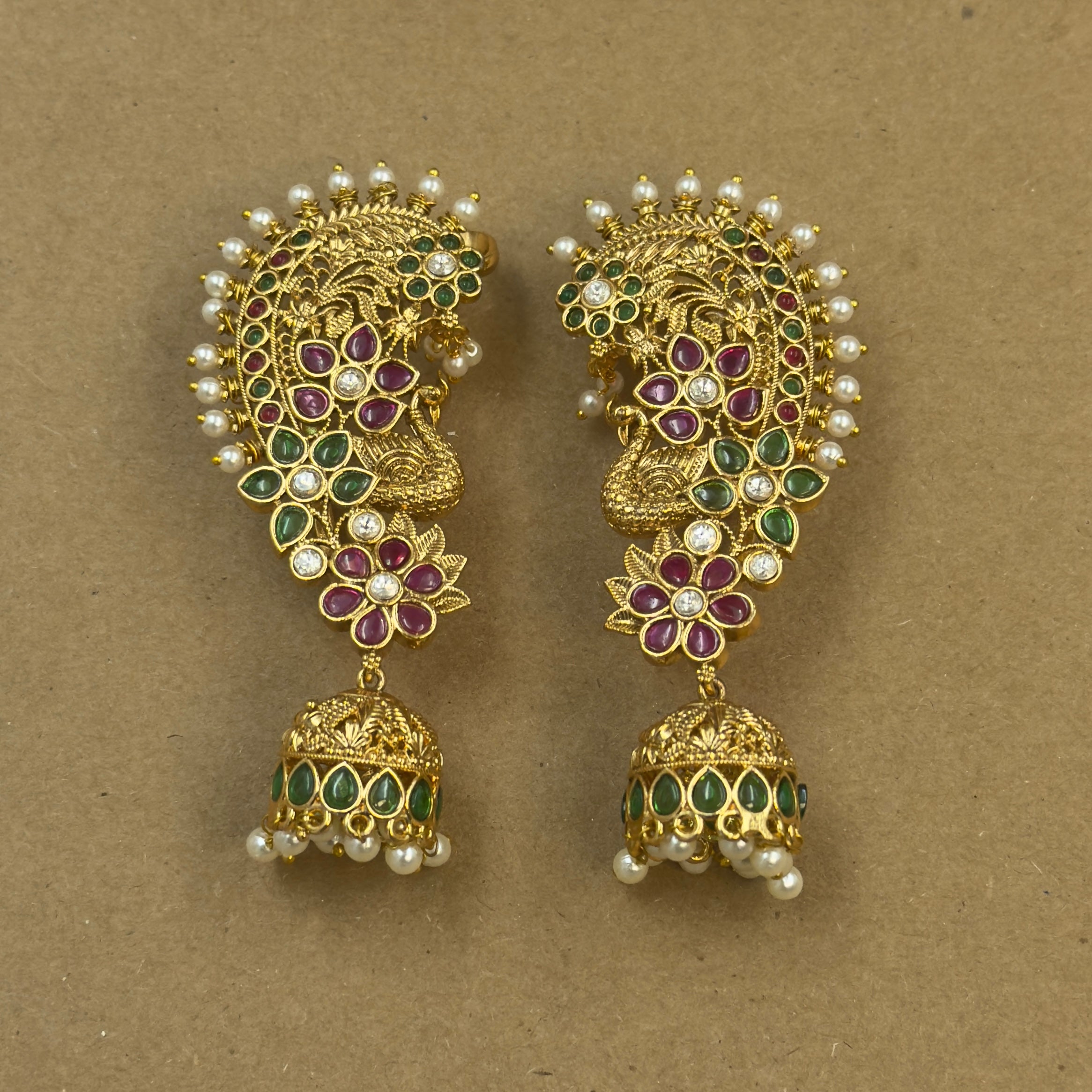 Tejal Multicolor Kundan Ear Cuffs for Festive Wear