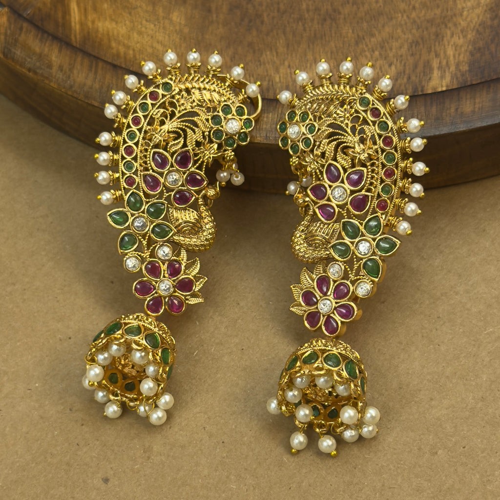 Tejal Multicolor Kundan Ear Cuffs for Festive Wear