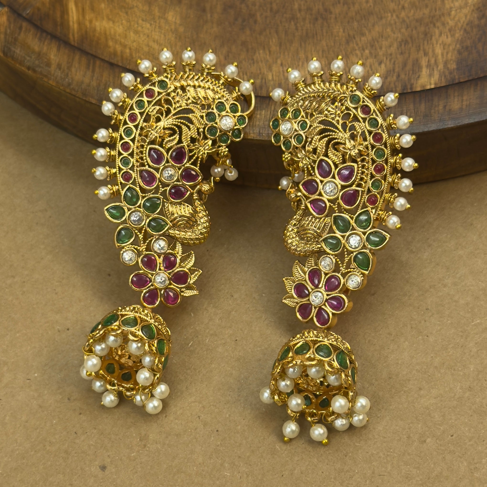 Tejal Multicolor Kundan Ear Cuffs for Festive Wear