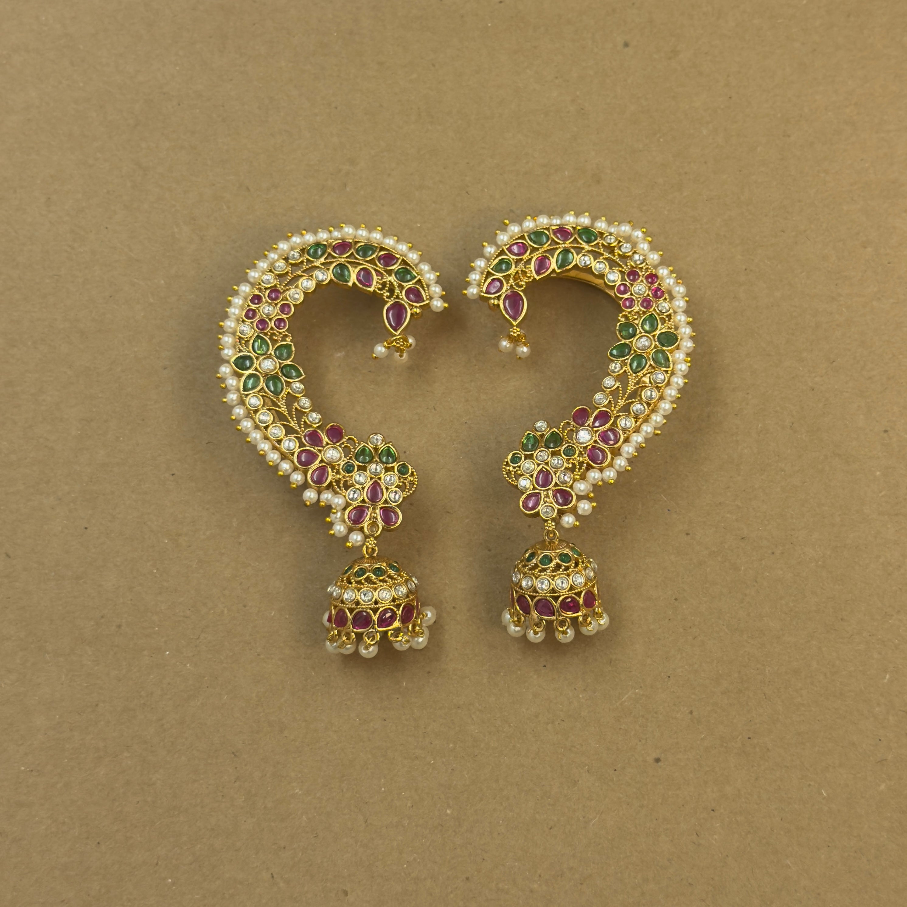 Manasi Multicolor Kundan Ear Cuffs for Festive Wear