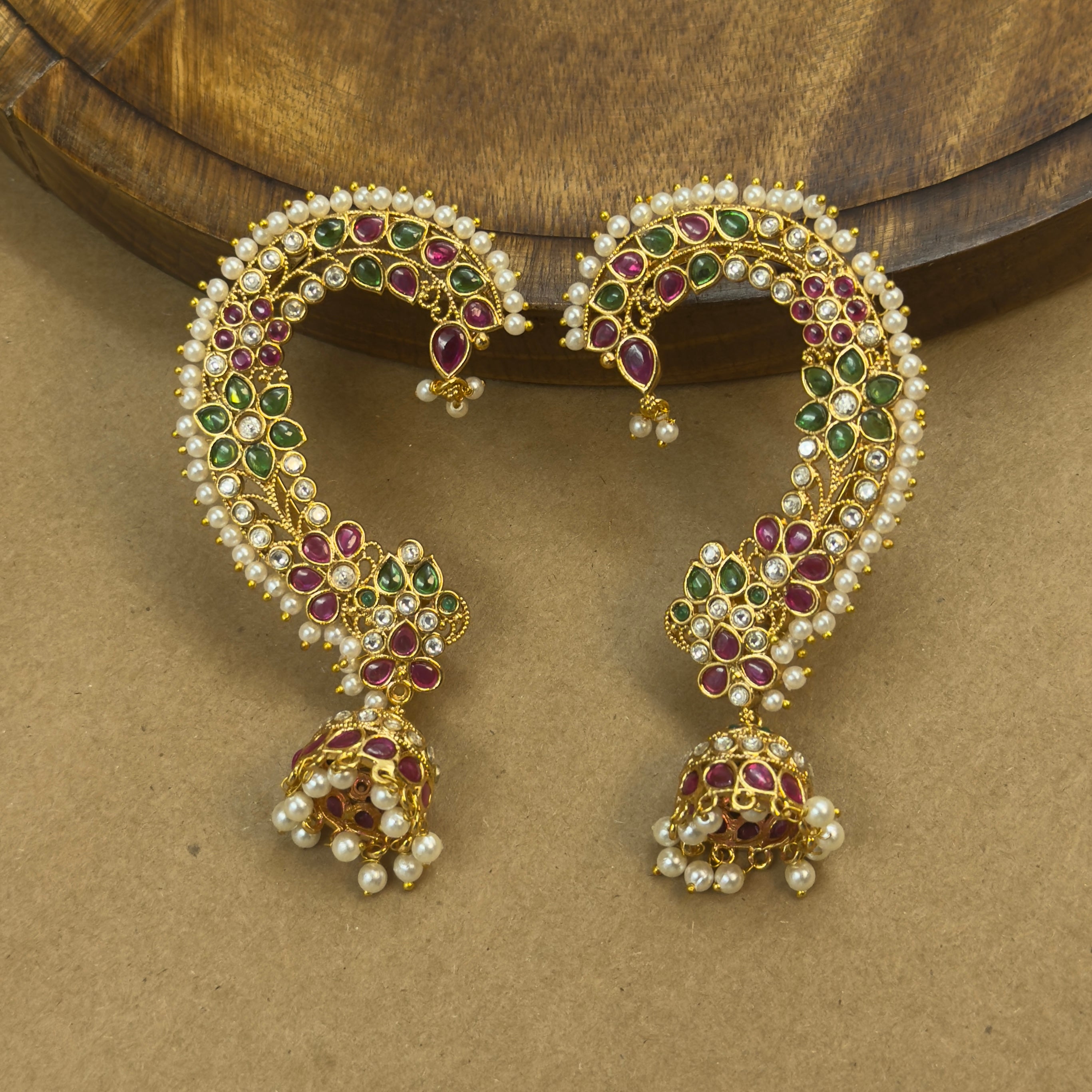 Manasi Multicolor Kundan Ear Cuffs for Festive Wear