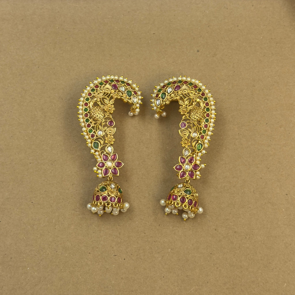 Rukmini Multicolor Kundan Ear Cuffs for Festive Wear