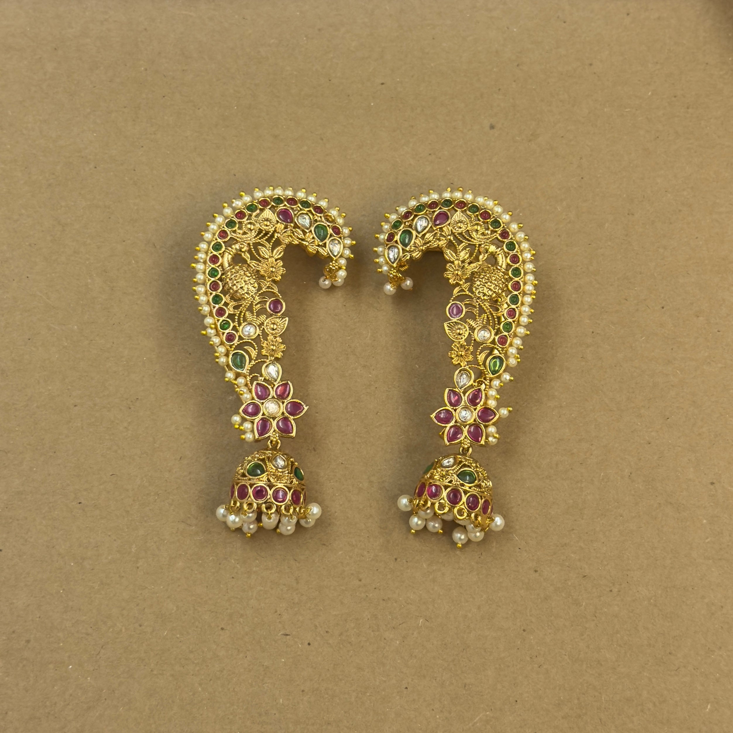 Rukmini Multicolor Kundan Ear Cuffs for Festive Wear