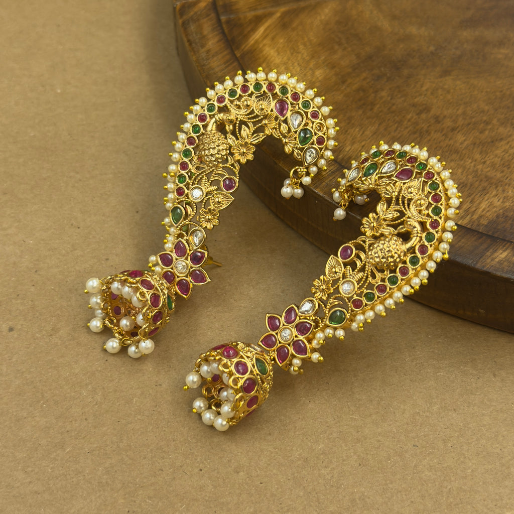 Rukmini Multicolor Kundan Ear Cuffs for Festive Wear