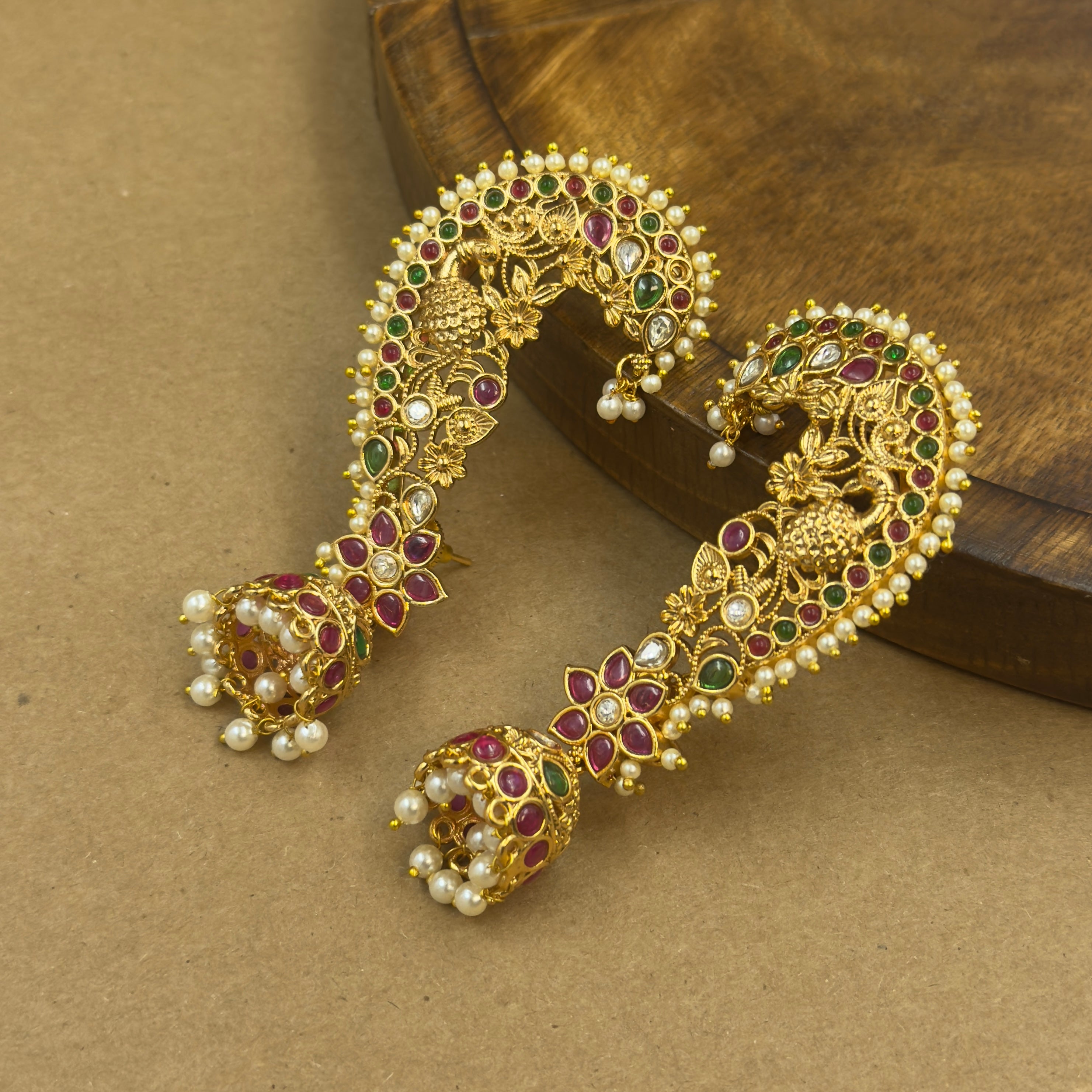 Rukmini Multicolor Kundan Ear Cuffs for Festive Wear