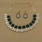 Meher Emerald Kundan Necklace Set with Earrings for Festive Wear