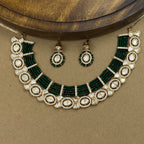 Meher Emerald Kundan Necklace Set with Earrings for Festive Wear