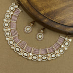 Ishani Pink Kundan Necklace Set with Earrings for Festive Wear