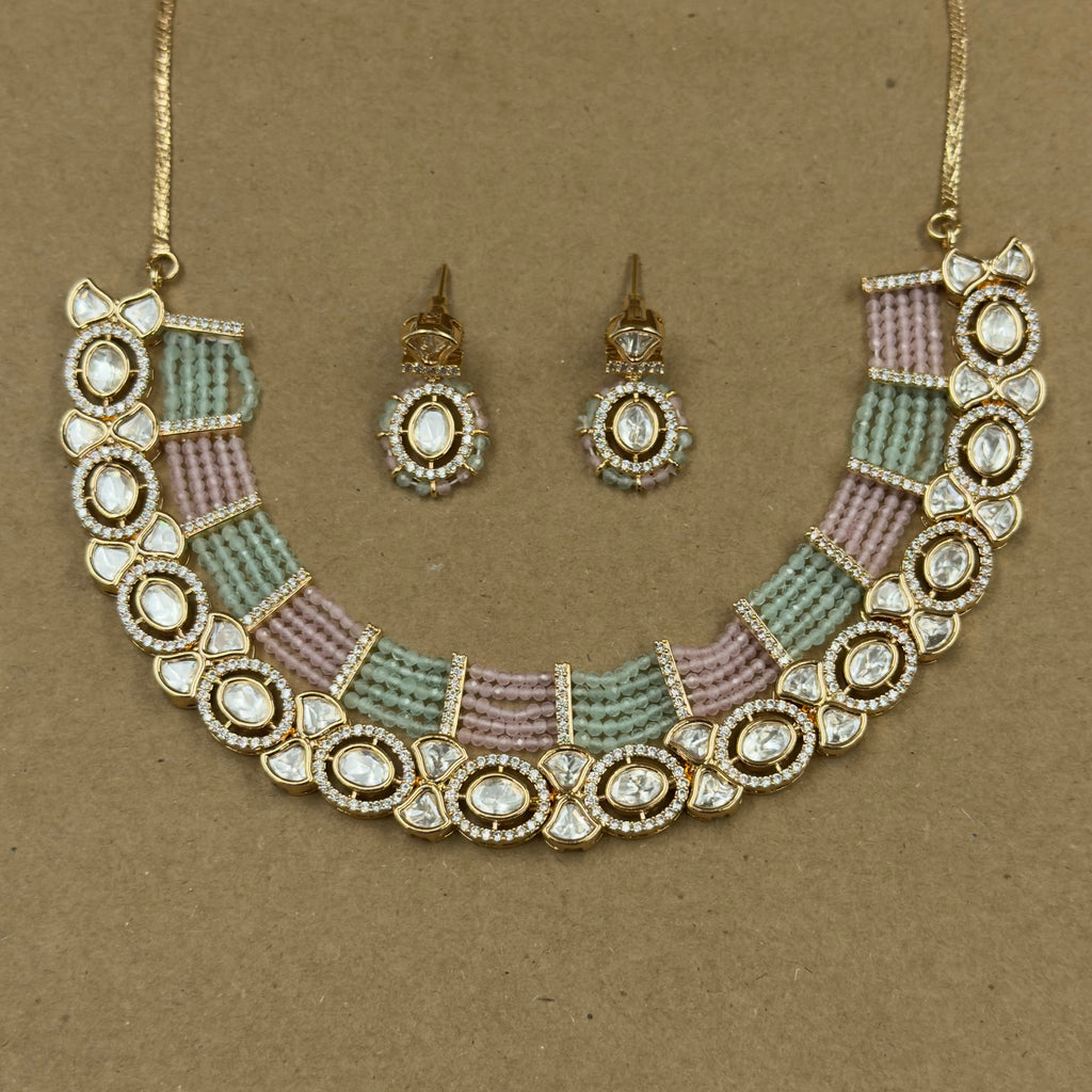 Kavya Multicolor Kundan Necklace Set with Earrings for Festive Wear