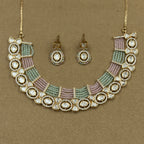 Kavya Multicolor Kundan Necklace Set with Earrings for Festive Wear