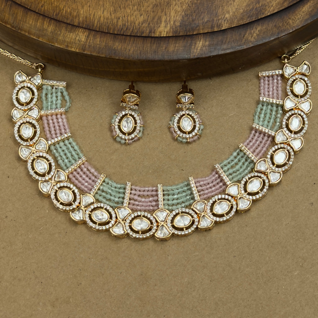 Kavya Multicolor Kundan Necklace Set with Earrings for Festive Wear