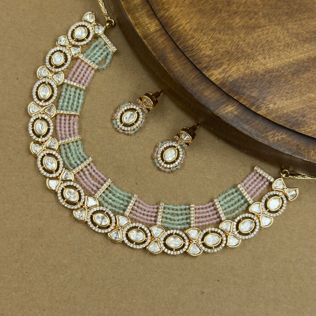 Kavya Multicolor Kundan Necklace Set with Earrings for Festive Wear