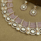 Ishani Pink Kundan Necklace Set with Earrings for Festive Wear