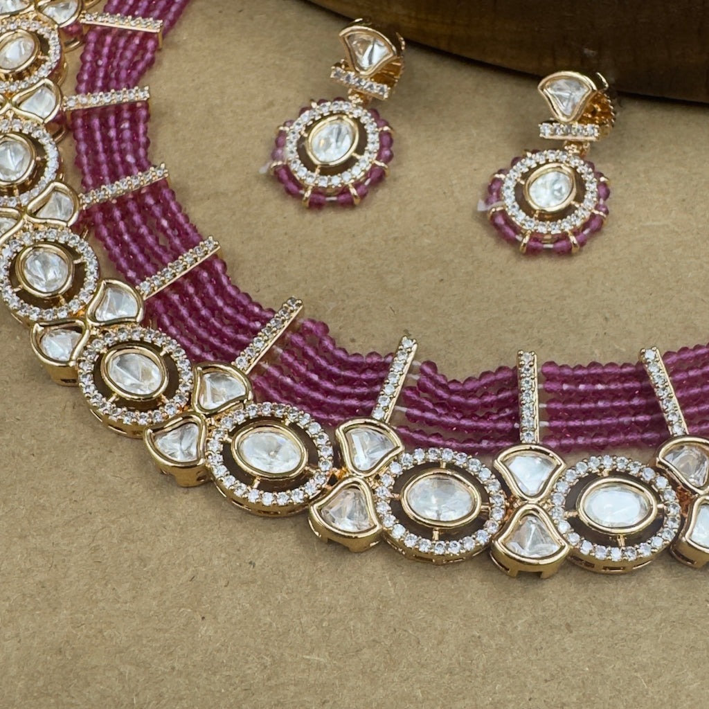 Diya Rani Kundan Necklace Set with Earrings for Festive Wear