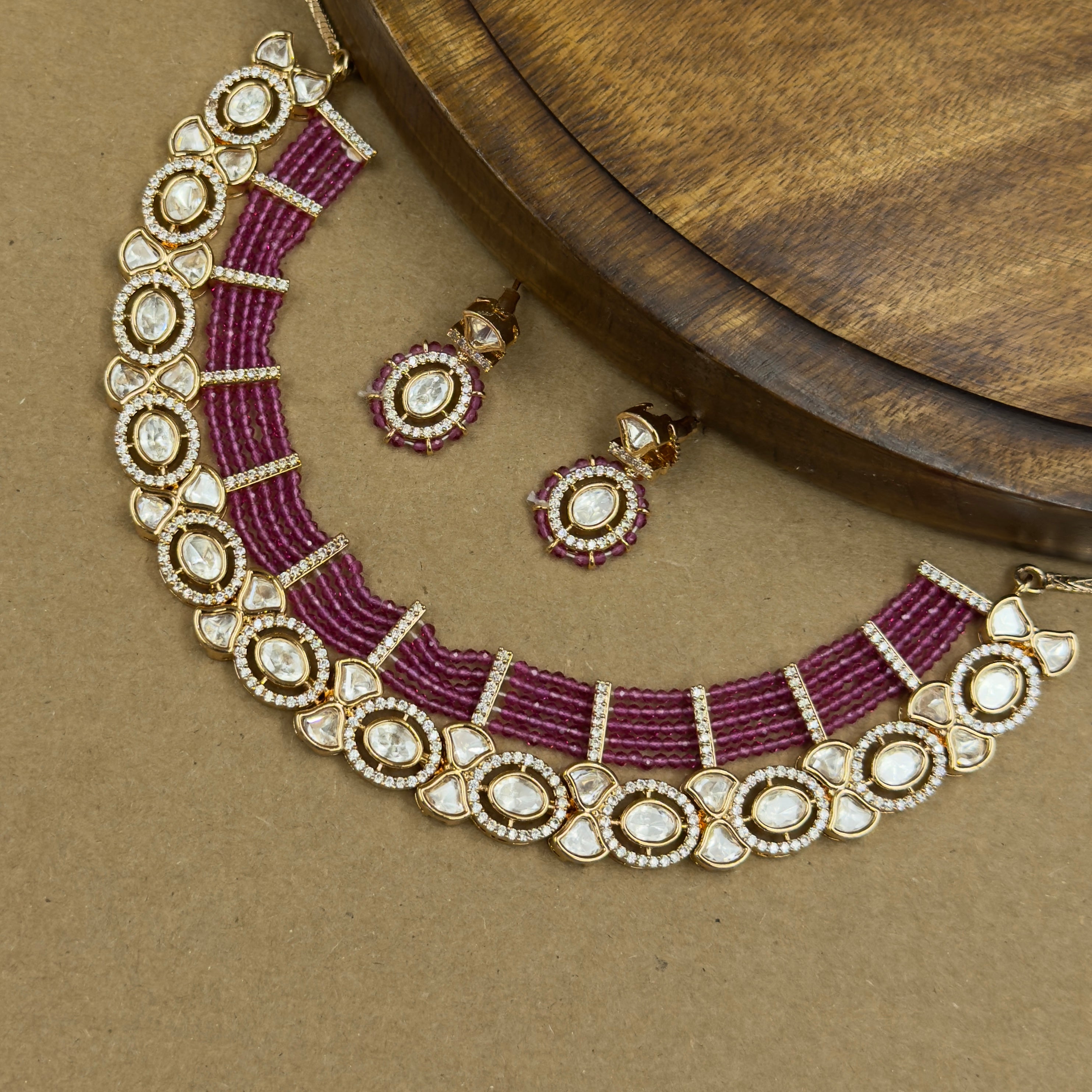 Diya Rani Kundan Necklace Set with Earrings for Festive Wear