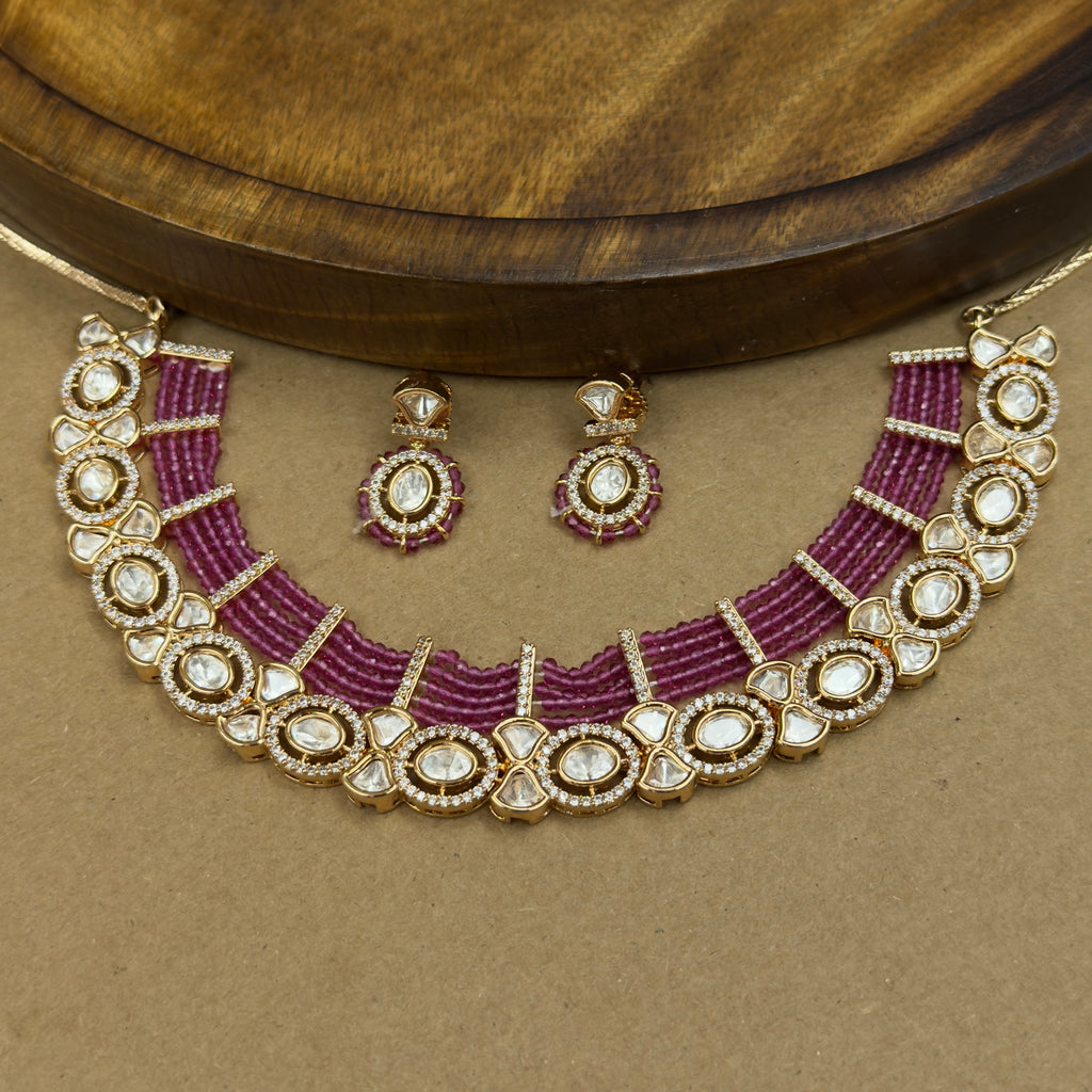 Diya Rani Kundan Necklace Set with Earrings for Festive Wear
