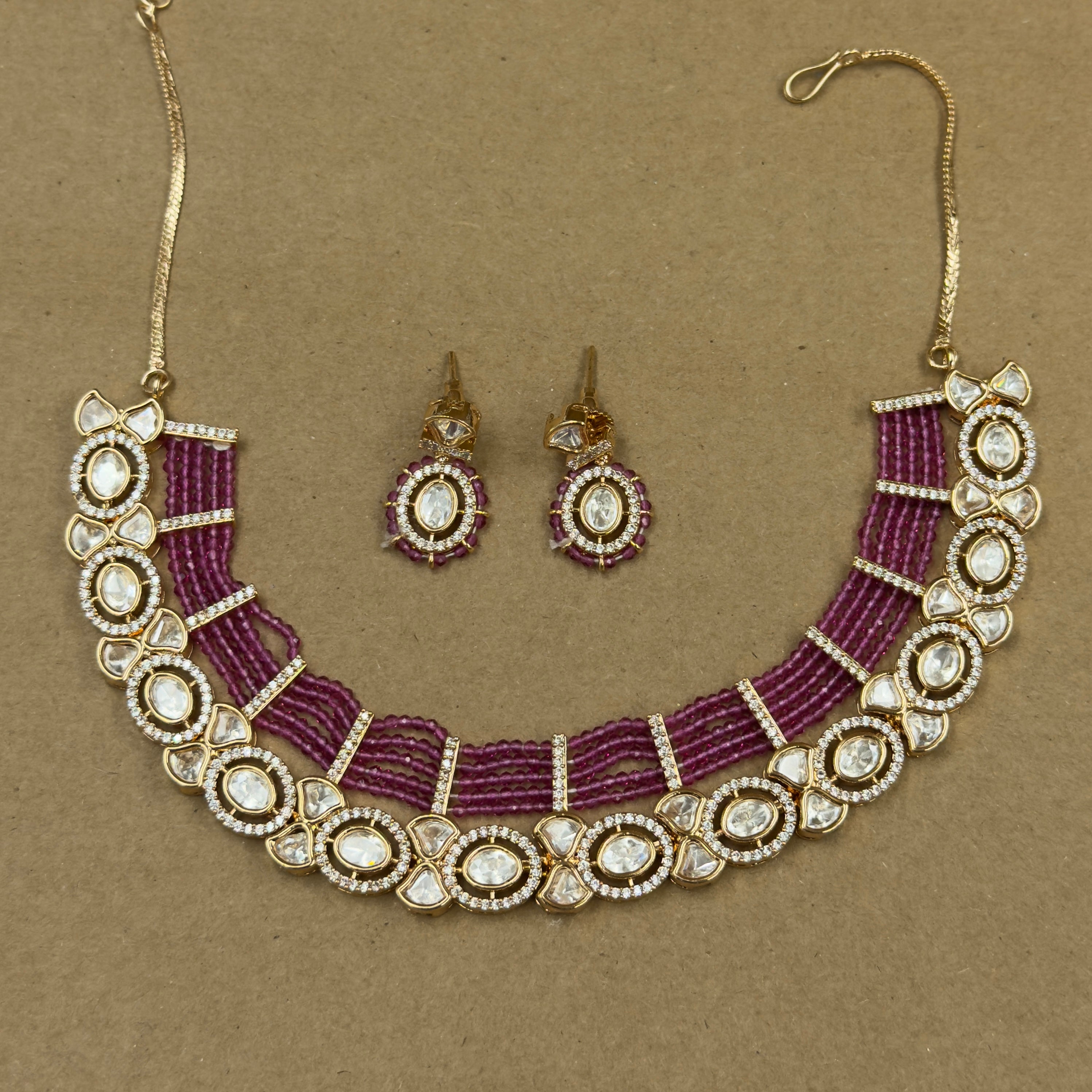 Diya Rani Kundan Necklace Set with Earrings for Festive Wear