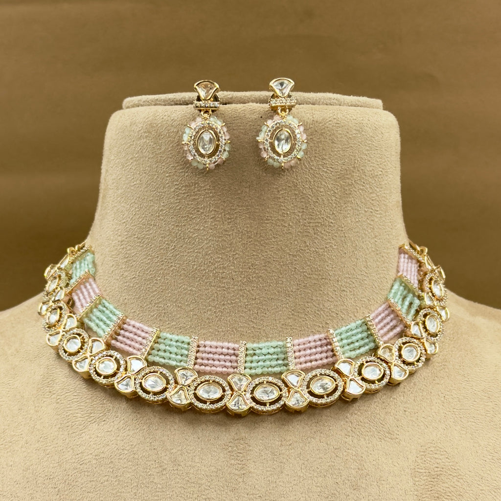 Kavya Multicolor Kundan Necklace Set with Earrings for Festive Wear