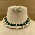 Meher Emerald Kundan Necklace Set with Earrings for Festive Wear