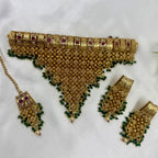 Traditional Choker Jewellery Set Earrings Maang Tikka