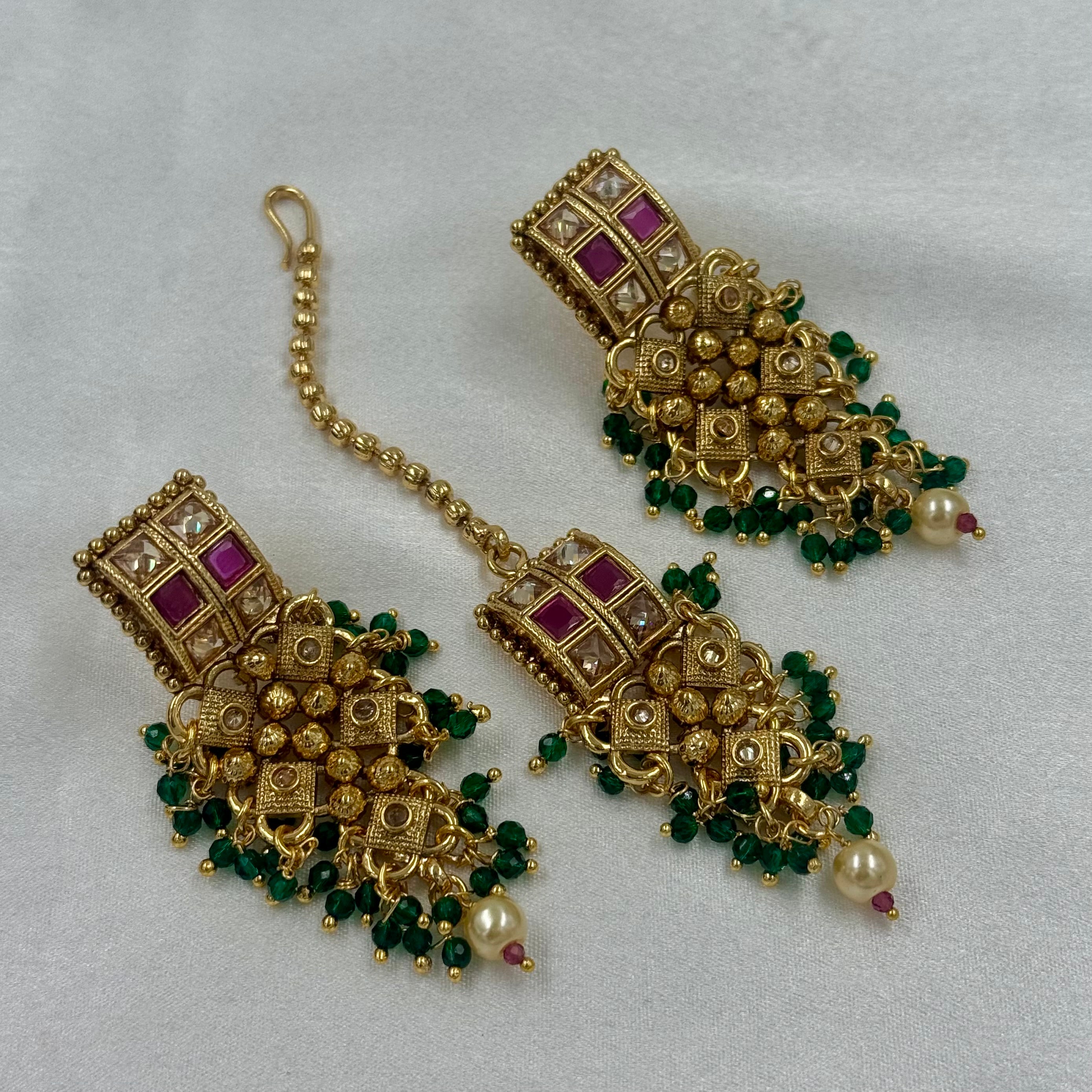 Traditional Choker Jewellery Set Earrings Maang Tikka