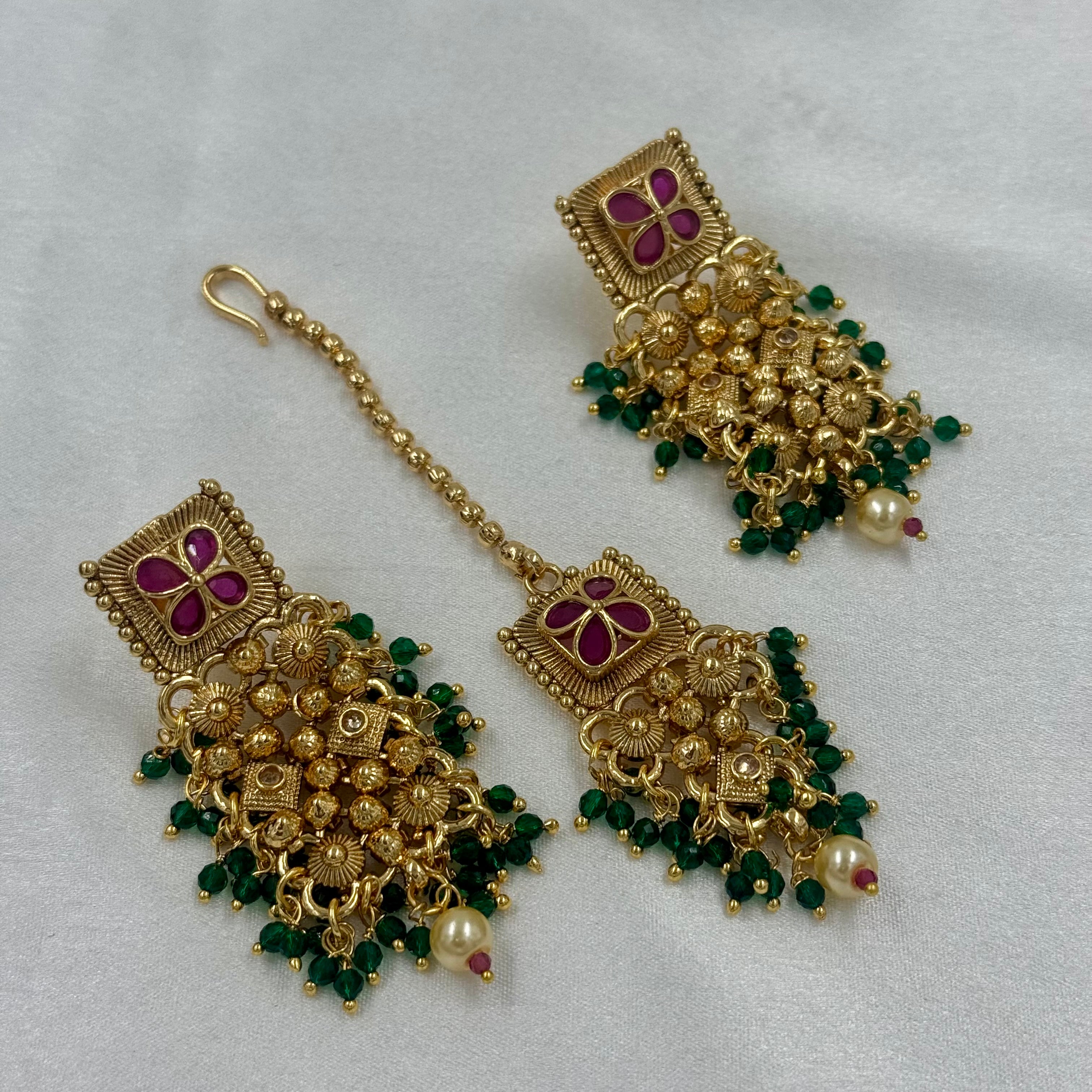 Traditional Choker Jewellery Set Earrings Maang Tikka