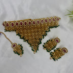 Traditional Choker Jewellery Set Earrings Maang Tikka